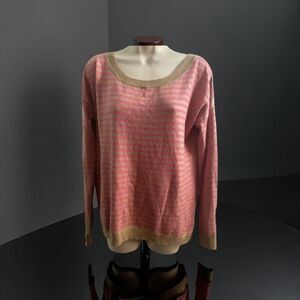 Gap Lightweight Pink and Tan Scoop Neck Crewneck Sweater. Size XS and fits small